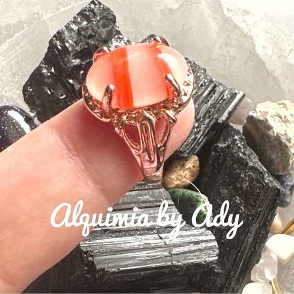 Silver and red crazy lace agate gem ring - Picture 2 of 3